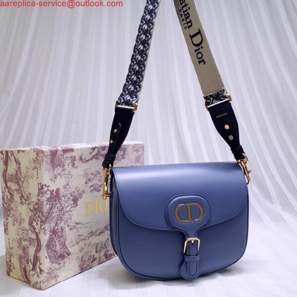 Replica Dior M9320 Large Bobby Bag Blue Box Calfskin with Blue Oblique Strap 6