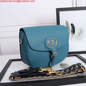 Replica Dior M9320 Large Bobby Bag Blue Grained Calfskin with Blue Dior Oblique Strap