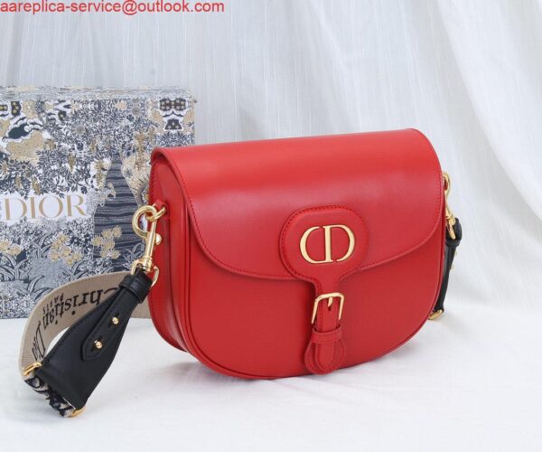 Replica Dior M9320 Large Bobby Bag Red Box Calfskin with Blue Oblique Strap