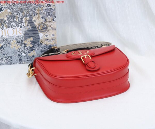 Replica Dior M9320 Large Bobby Bag Red Box Calfskin with Blue Oblique Strap 4