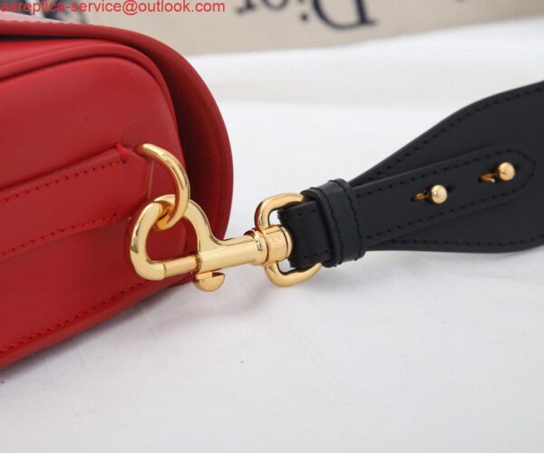 Replica Dior M9320 Large Bobby Bag Red Box Calfskin with Blue Oblique Strap 6