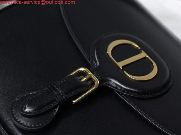 Replica Dior M9320 Large Dior Bobby Bag Black Calfskin With Blue Oblique Embroidered Strap 2