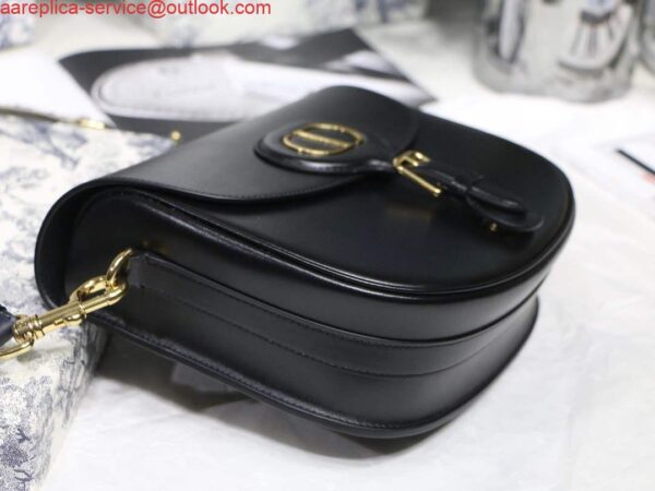 Replica Dior M9320 Large Dior Bobby Bag Black Calfskin With Blue Oblique Embroidered Strap 5