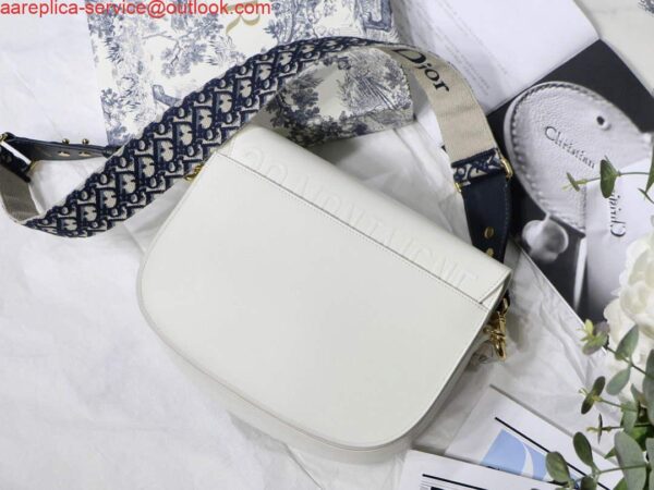 Replica Dior M9320 Large Dior Bobby Bag Latte Box Calfskin With Blue Oblique Embroidered Strap 2