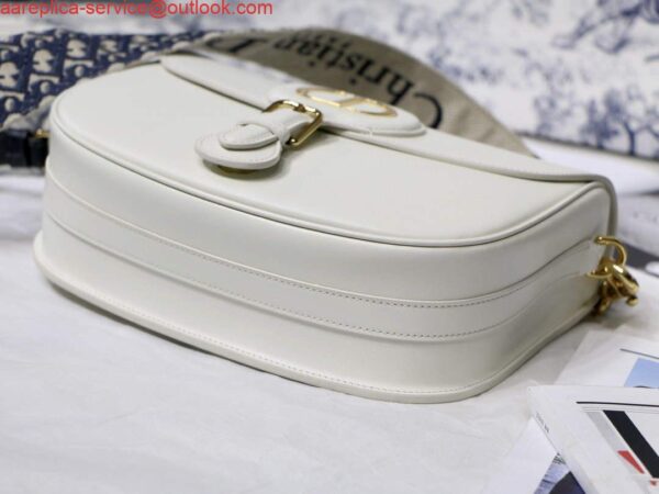 Replica Dior M9320 Large Dior Bobby Bag Latte Box Calfskin With Blue Oblique Embroidered Strap 5