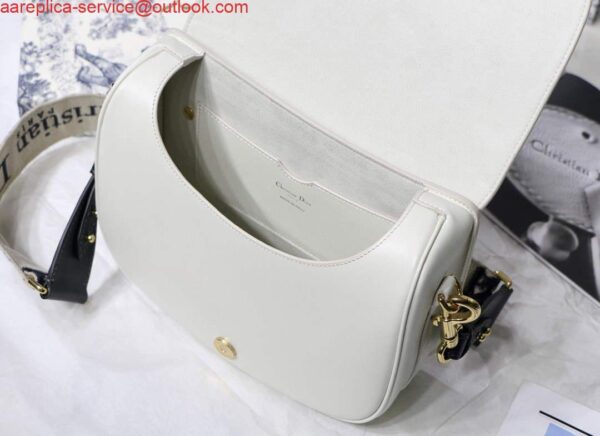 Replica Dior M9320 Large Dior Bobby Bag Latte Box Calfskin With Blue Oblique Embroidered Strap 6