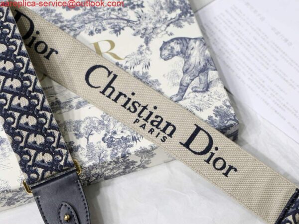 Replica Dior M9320 Large Dior Bobby Bag Latte Box Calfskin With Blue Oblique Embroidered Strap 8