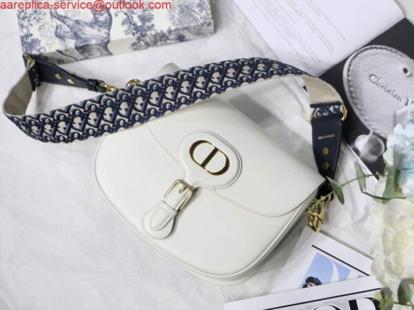 Replica Dior M9320 Large Dior Bobby Bag Latte Box Calfskin With Blue Oblique Embroidered Strap 9