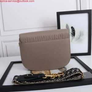 Replica Dior M9320 Large Dior Bobby Bag Warm Taupe BoxCalfskin With Blue Oblique Embroidered Strap 2