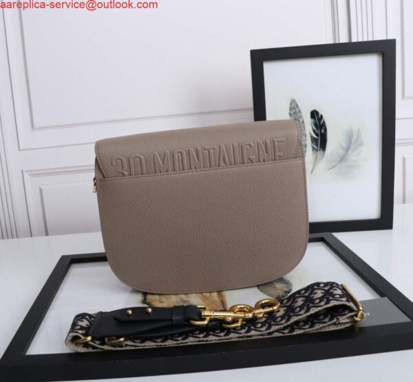 Replica Dior M9320 Large Dior Bobby Bag Warm Taupe BoxCalfskin With Blue Oblique Embroidered Strap 2