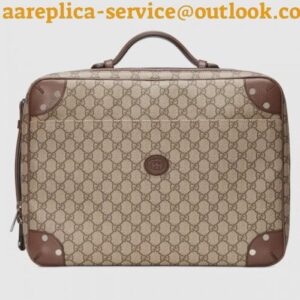 Replica Gucci Briefcase Bag In Beige GG Supreme Canvas