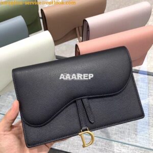 Replica Dior Black Saddle Calfskin Clutch WOC 2