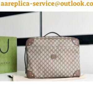 Replica Gucci Briefcase Bag In Beige GG Supreme Canvas 2