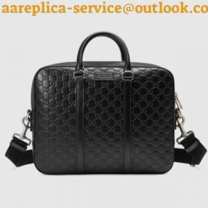 Replica Gucci Medium Briefcase In Black Signature Leather