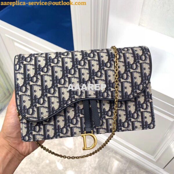 Replica Dior Blue Oblique Saddle Clutch