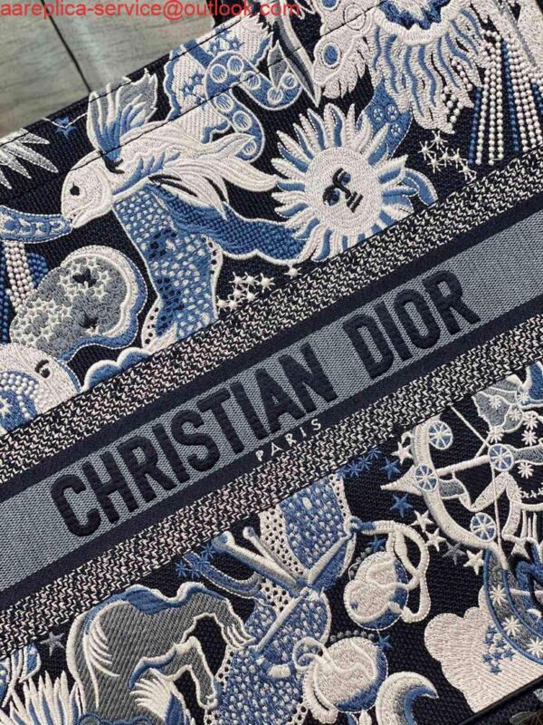 Replica Dior M1286 Large Book Tote Blue Multicolor Zodiac Fantastico Embroidery 3