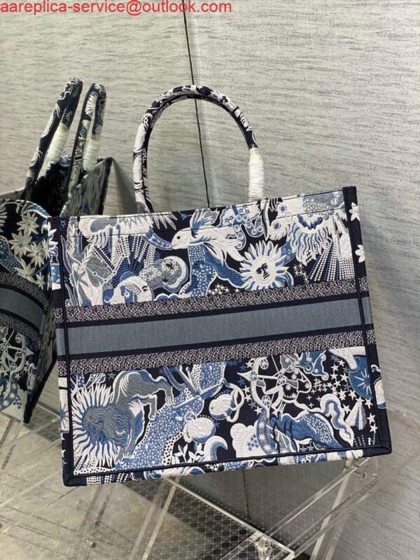 Replica Dior M1286 Large Book Tote Blue Multicolor Zodiac Fantastico Embroidery 4