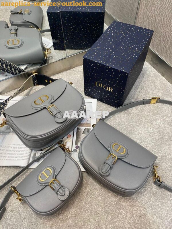 Replica Dior Bobby Bag in Grey Box Calfskin M9319U