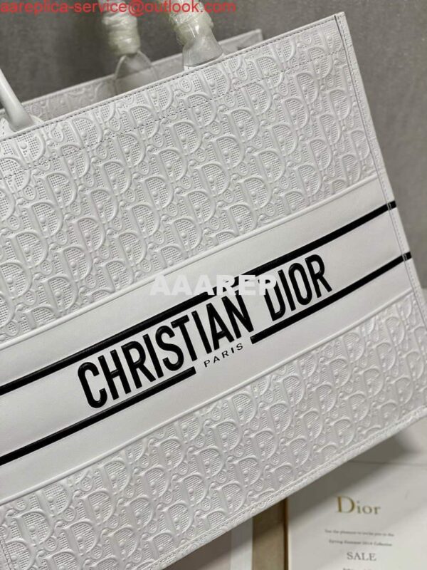 Replica Dior M1286 Large Book Tote White Perforated and Embossed Oblique Calfskin 6