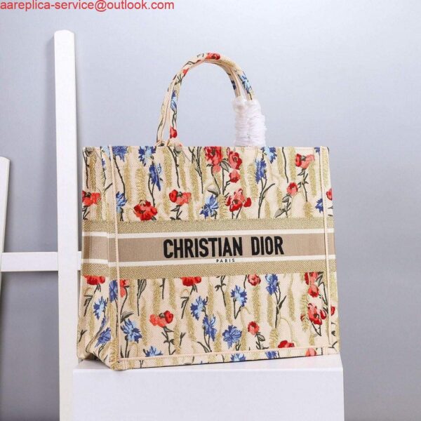 Replica Dior M1296 Book Tote Christian Dior Small Beige Multicolork 3