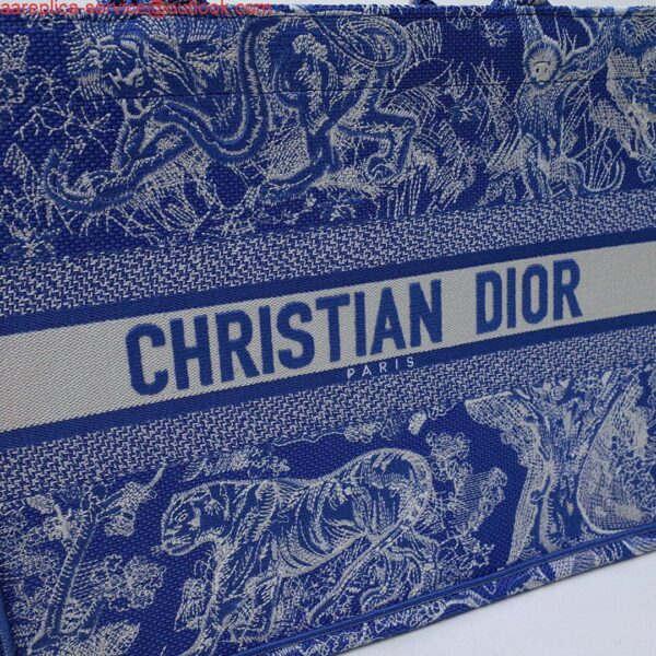 Replica Dior M1296 Book Tote Medium Neon Blue Toile de Jouy Reverse Embroidery 3