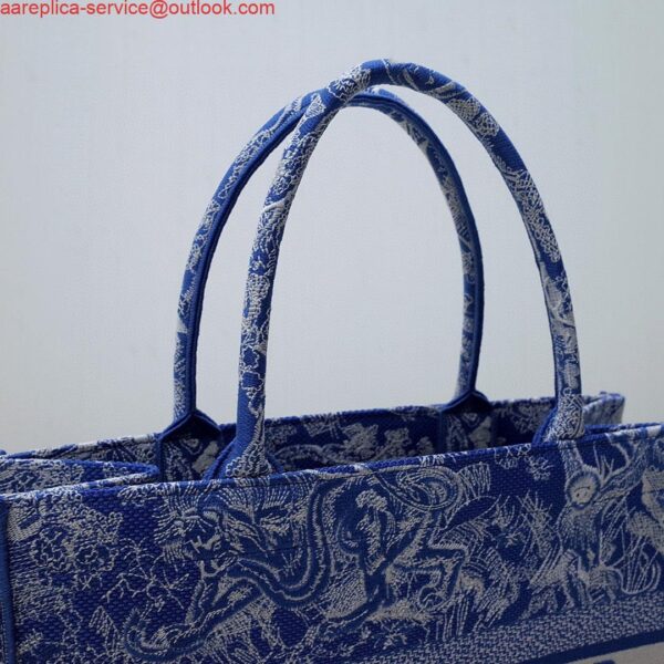 Replica Dior M1296 Book Tote Medium Neon Blue Toile de Jouy Reverse Embroidery 4