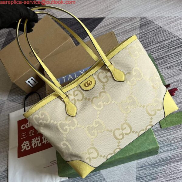 Replica Gucci 631685 Ophidia jumbo GG medium tote Banana 7