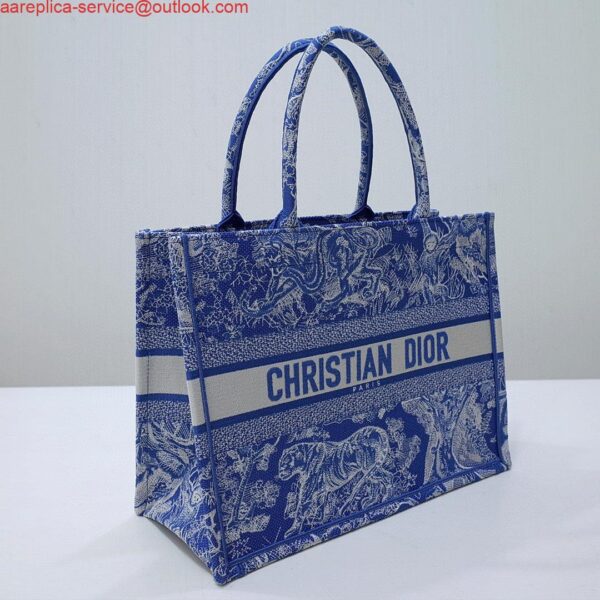 Replica Dior M1296 Book Tote Medium Neon Blue Toile de Jouy Reverse Embroidery 5