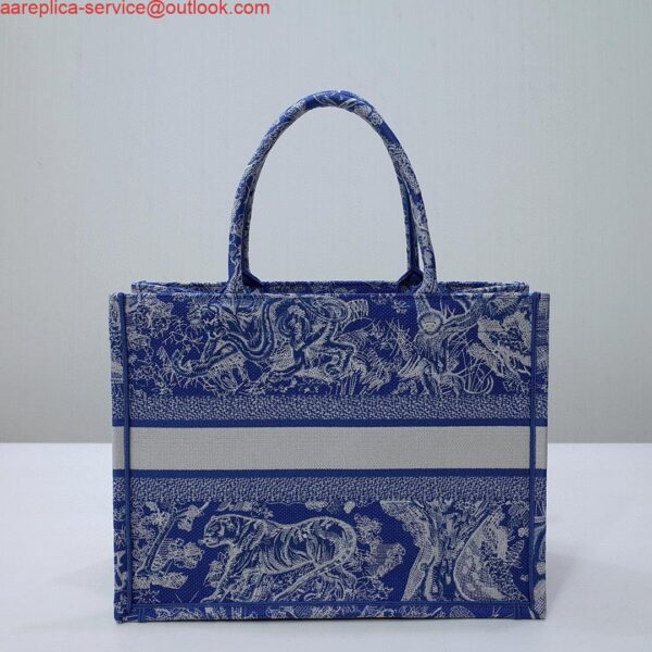 Replica Dior M1296 Book Tote Medium Neon Blue Toile de Jouy Reverse Embroidery 6