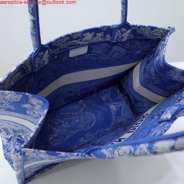 Replica Dior M1296 Book Tote Medium Neon Blue Toile de Jouy Reverse Embroidery 7