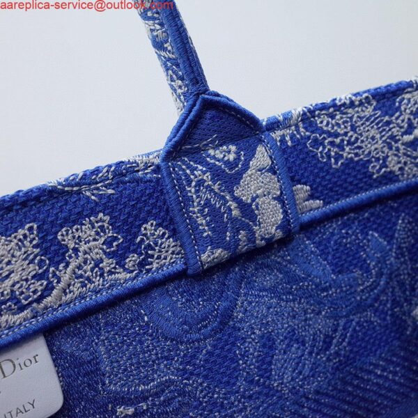 Replica Dior M1296 Book Tote Medium Neon Blue Toile de Jouy Reverse Embroidery 9