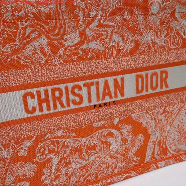 Replica Dior M1296 Book Tote Medium Neon Orange Toile de Jouy Reverse Embroidery 4