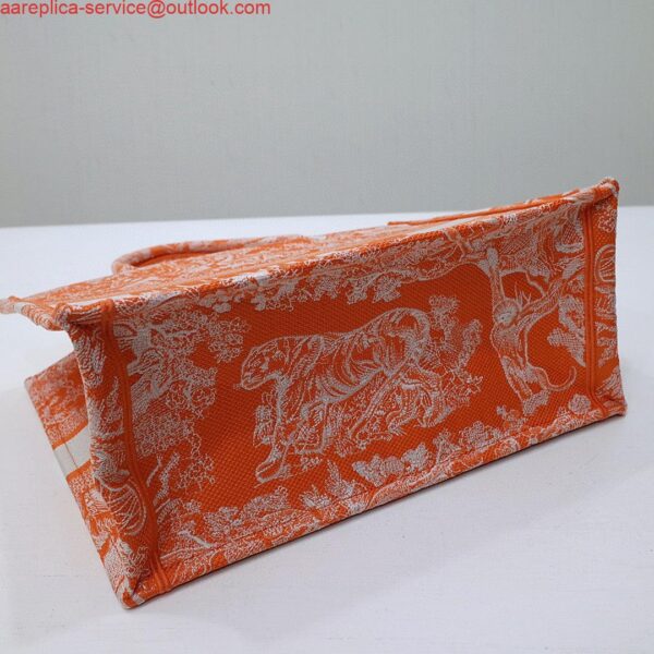 Replica Dior M1296 Book Tote Medium Neon Orange Toile de Jouy Reverse Embroidery 10