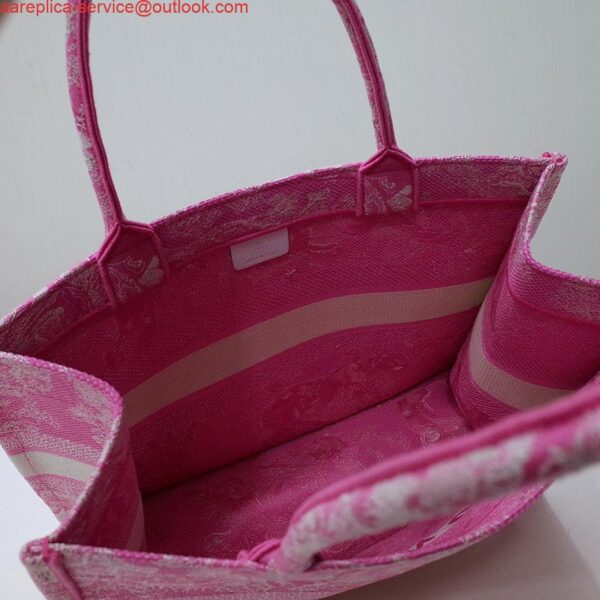 Replica Dior M1296 Book Tote Medium Neon pink Toile de Jouy Reverse Embroidery 7