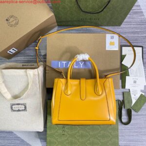 Replica Gucci 649016 Gucci Jackie 1961 Medium Tote Bag Yellow