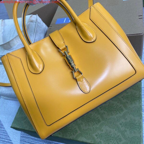 Replica Gucci 649016 Gucci Jackie 1961 Medium Tote Bag Yellow 6