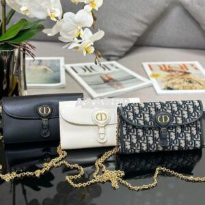 Replica Dior Bobby East-west Pouch With Chain Black Smooth Calfskin S5