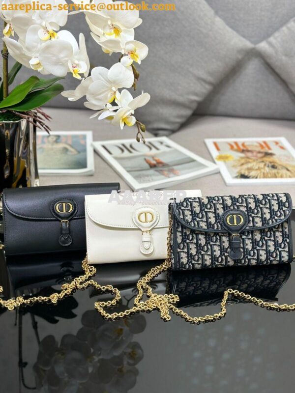 Replica Dior Bobby East-west Pouch With Chain Black Smooth Calfskin S5