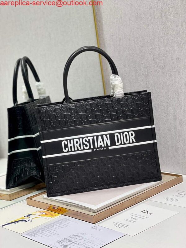 Replica Dior M1296 Medium Book Tote Black Perforated and Embossed Oblique Calfskin 3