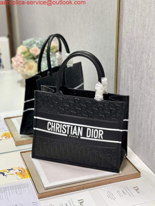 Replica Dior M1296 Medium Book Tote Black Perforated and Embossed Oblique Calfskin 4