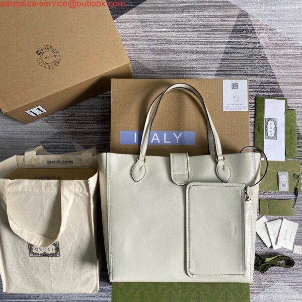 Replica Gucci 649577 Medium Tote With Double G White Leather 3