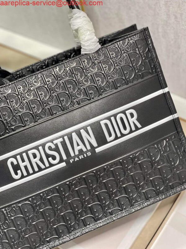 Replica Dior M1296 Medium Book Tote Black Perforated and Embossed Oblique Calfskin 6
