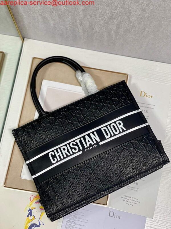 Replica Dior M1296 Medium Book Tote Black Perforated and Embossed Oblique Calfskin 7