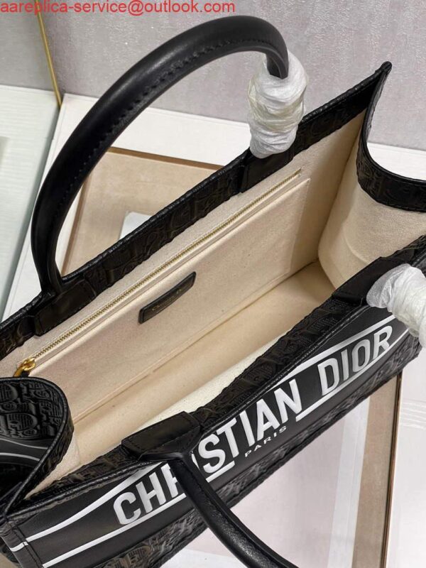 Replica Dior M1296 Medium Book Tote Black Perforated and Embossed Oblique Calfskin 9