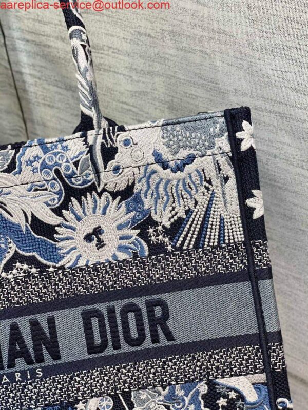 Replica Dior M1296 Medium Book Tote Blue Multicolor Zodiac Fantastico Embroidery 4