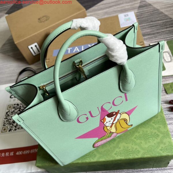 Replica Gucci 659983 Bananya Print Small Tote Pale green 3