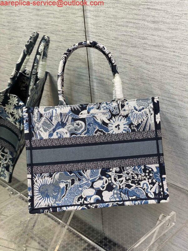 Replica Dior M1296 Medium Book Tote Blue Multicolor Zodiac Fantastico Embroidery 5