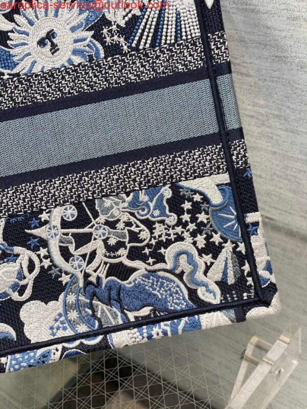 Replica Dior M1296 Medium Book Tote Blue Multicolor Zodiac Fantastico Embroidery 6