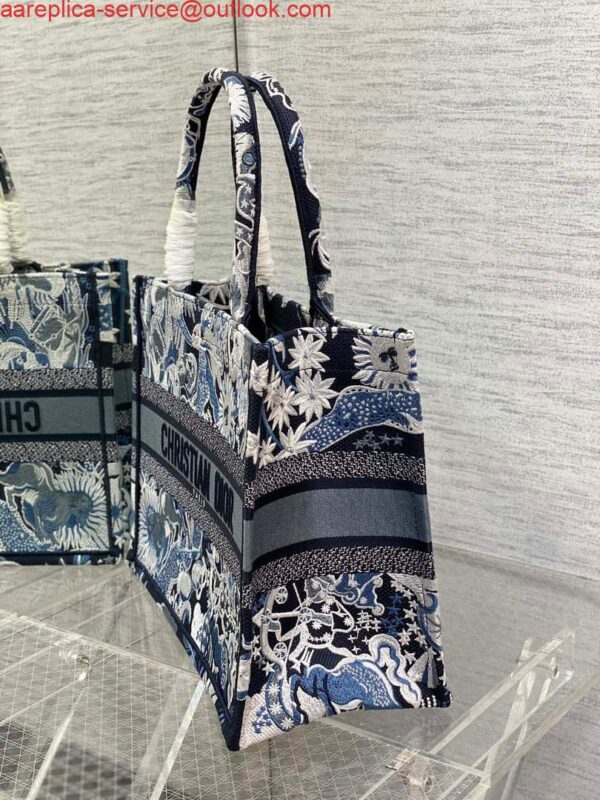 Replica Dior M1296 Medium Book Tote Blue Multicolor Zodiac Fantastico Embroidery 7