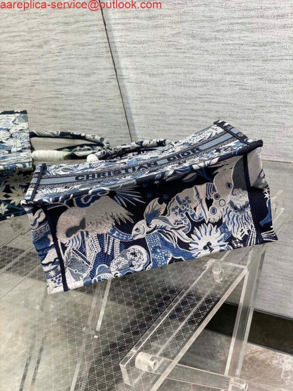 Replica Dior M1296 Medium Book Tote Blue Multicolor Zodiac Fantastico Embroidery 8